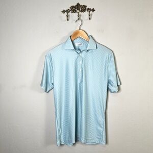 Collars & Co Featherweight Dress Collar Polo Shirt Blue Star Short Sleeve Small